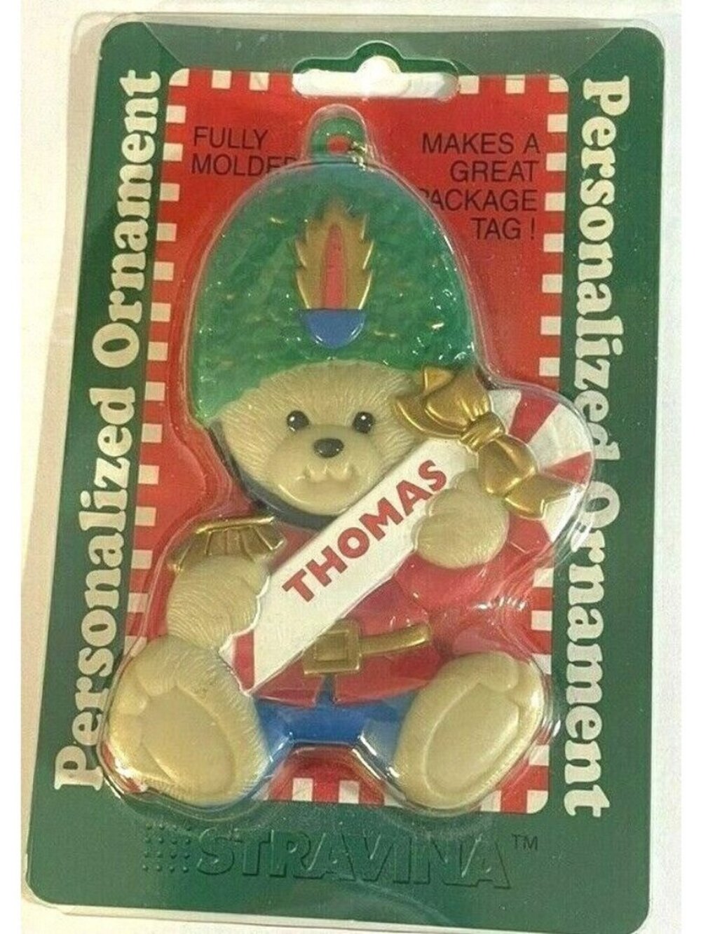 Vintage Ornament Thomas Personalized Teddy Bear Soldier Christmas Holiday Topper